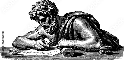 Allegorical representation of diligence in classic engraving style design