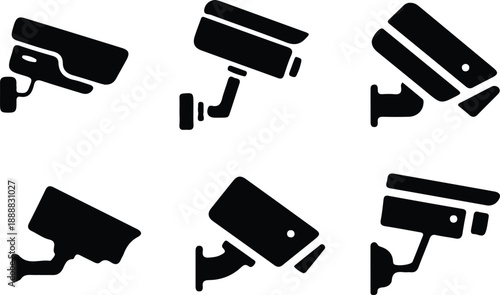 security monitoring symbol black icon set vector illustration design collection 