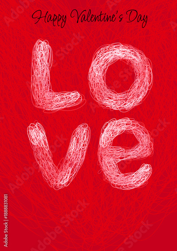 Valentine Day vector card. Hand drawn pen doodle hearts