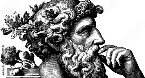 Allegorical figure representing memory in reflective pose