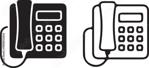 telephone black black line icon set vector illustration two set logo