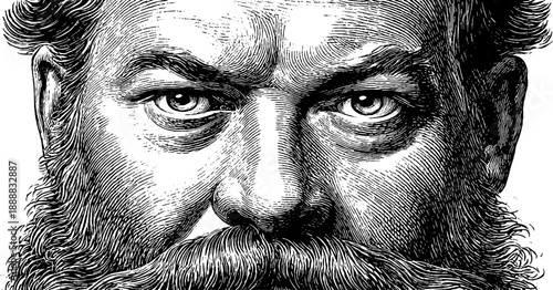 Vintage engraving of an anonymous portrait with botanical elements