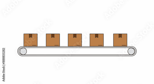 Streamlined logistics Cardboard boxes on an automated conveyor belt for efficient delivery