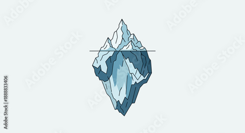 Conceptual illustration of an iceberg with a visible tip and its hidden depths below