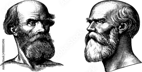 Vintage male portrait illustration - hand-drawn engraving of anonymous figure for art and design