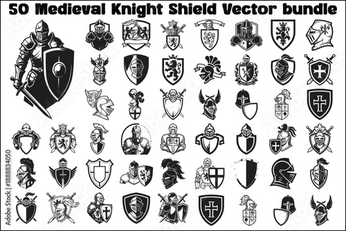 Medieval Knight Shield Vector Bundle