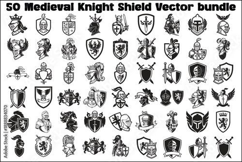 Medieval Knight Shield Vector Bundle