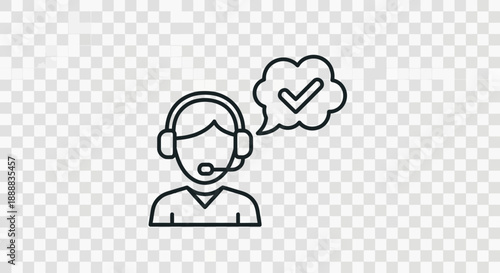 Customer service operator with headset and positive feedback thought bubble icon