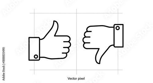 Thumbs Up and Thumbs Down Icons: Good vs Bad Choice, Approval vs Disapproval