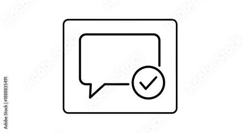 Speech Bubble with Checkmark Icon: Message Sent, Confirmation, and Communication