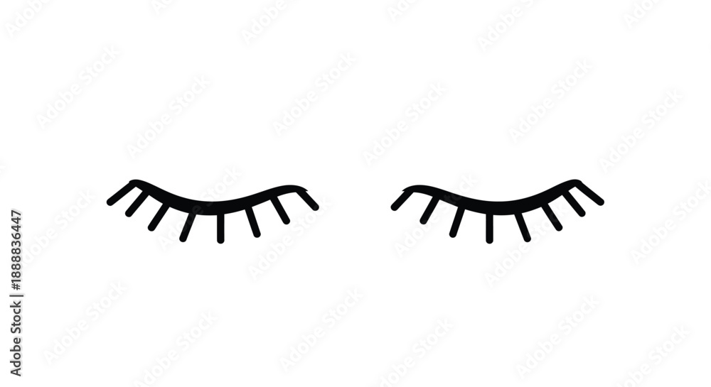 Obraz premium Minimalist black drawing of closed eyes with delicate eyelashes symbolizing sleep or relaxation