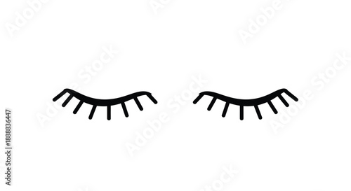 Minimalist black drawing of closed eyes with delicate eyelashes symbolizing sleep or relaxation