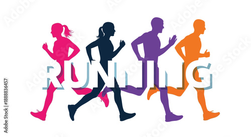 Diverse group of runners in motion powerfully illustrating the concept of active athletic running competition