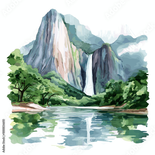 Mochima National Park. Mochima National Park hand drawn watercolor illustration