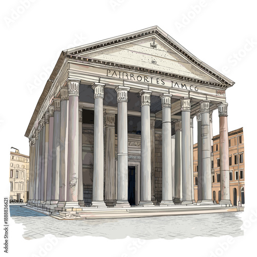 Pantheon. Pantheon watercolor vector illustration