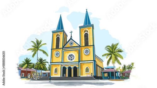 Saint Peter and Paul Cathedral. Saint Peter and Paul Cathedral hand drawn watercolor illustration