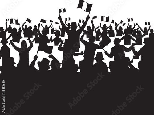 Crowd cheering with irish flags vector illustration for national parade and festivals