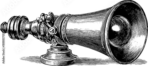 Vintage camera obscura optical device botanical illustration for historical education