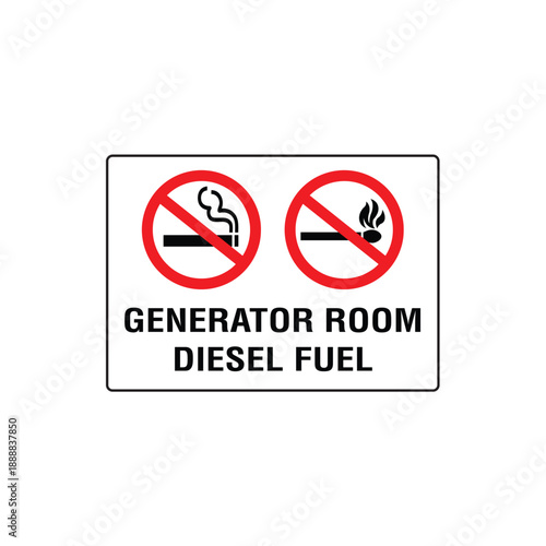 Generator Room Diesel Fuel No Smoking Prohibited Safety Sign Vector
