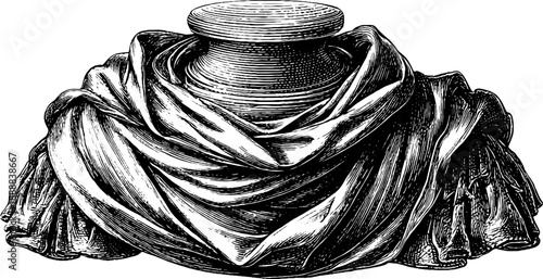 Classical drapery and bust silhouette with botanical detail for design and art projects