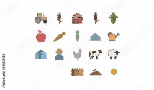 Agriculture and farming icon set vector line art collection with editable stroke for UI