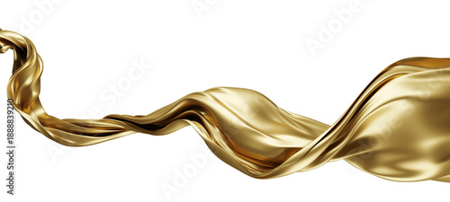 Luxury gold fabric on transparent background with copy space 3D render