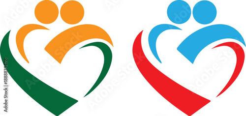 Abstract Heart People Logo for Community Love and Care Concept