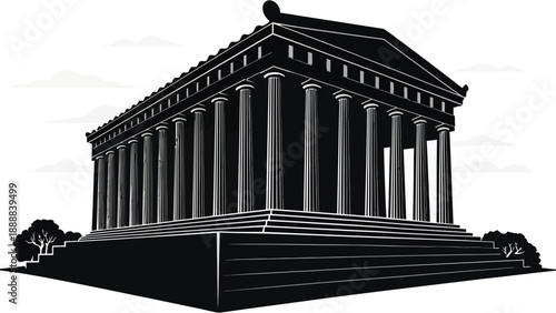 Elegant ancient temple with columns on steps