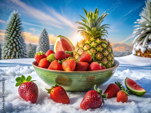 Summer Fruits & Winter Wonderland: Ironic Climate Change Photo