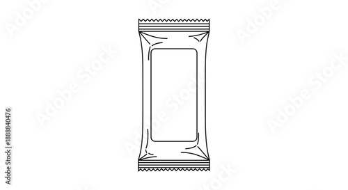Isolated powdered drink sachet on a clean white background, featuring a simple rectangular design and clear packaging, centered with ample copy space