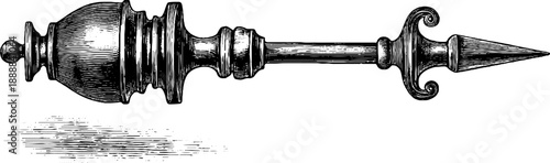 Ornate classical finial with decorative botanical elements in vintage style