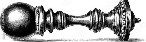 Classical finial decorative element with vintage botanical details for design projects