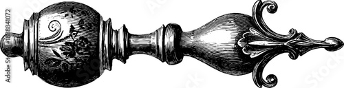 Classical finial decorative element with vintage botanical design for historical architecture