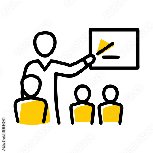 Focused Learning Environment: A visual representation of a mentor imparting knowledge to a group of attentive learners, highlighting the collaborative dynamic of education and training.