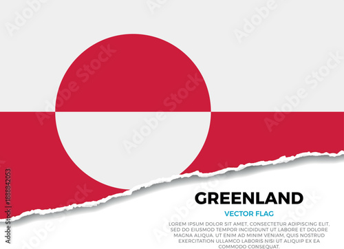 Flag of Greenland. Creative Torn Paper Edge Effect on transparent background