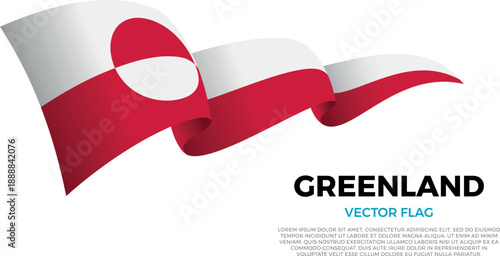 Flag of Greenland. The elegant curves and realistic shading create a sense of motion