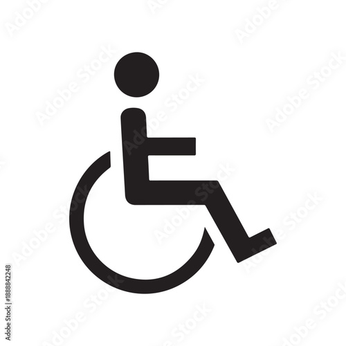 disabled person sitting on wheelchair sign black vector 