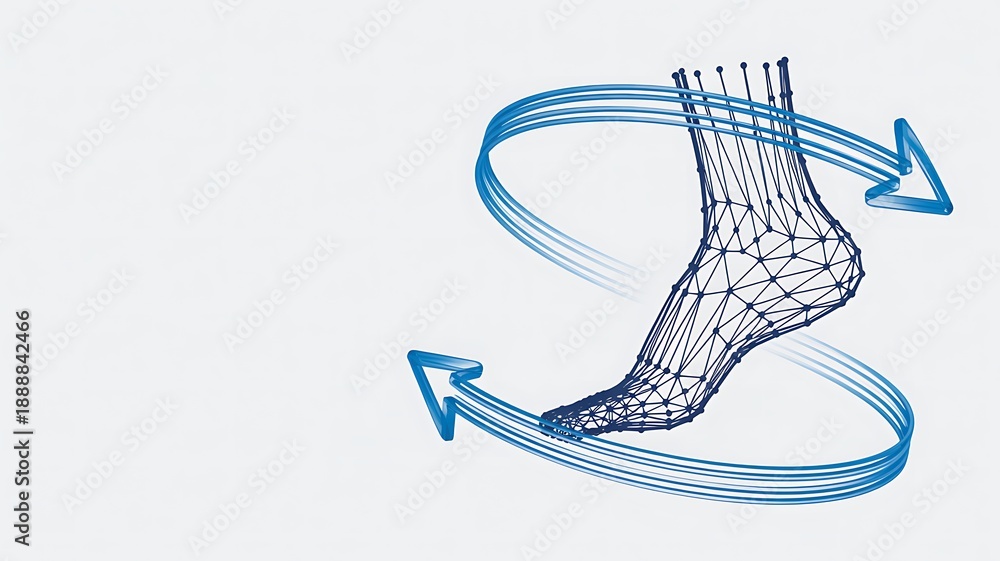 Obraz premium Human foot and ankle anatomy rotation biomechanics concept