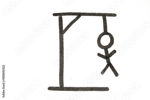 Foto Cartoon hand drawn hangman paper game spelling