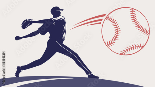 Baseball player pitching with dynamic motion and speed