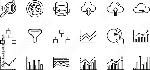 Collection of business and data analysis icons