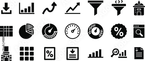 Collection of business and statistics icons