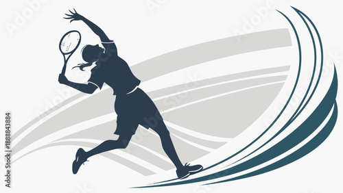 Dynamic tennis player serving with powerful motion and speed