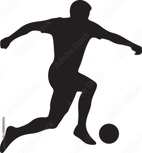 Soccer player black silhouette icon isolated on white background, Vector