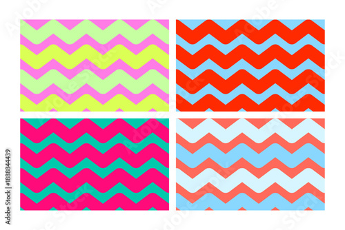 ギザギザ パターン ライン ポップ カラフル 太い線