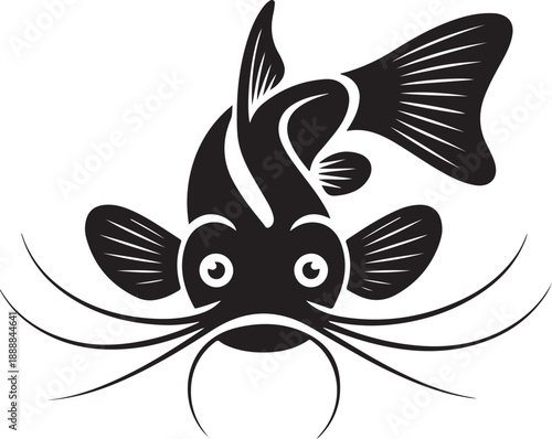 Funny Catfish Face Vector Art, Whimsical Fish Illustration, Nautical Design