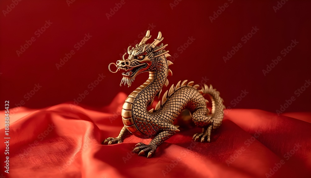 Obraz premium Chinese New Year Golden Dragon Sculpture Still Life