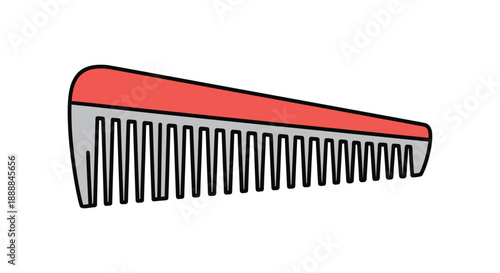 Red and gray wide-tooth comb on a plain white background