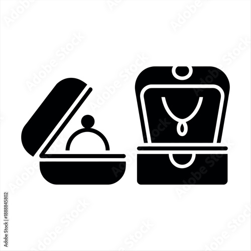 Jewelry box with necklace and ring isolated on transparent background, Vector