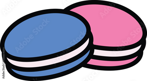 Sweet blue and pink macaron desserts